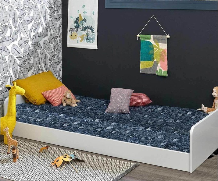  Cama Madera Maciza con Patas, Somier y Colchn - Paris