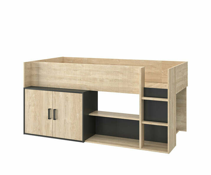 Cama Media Alta Juvenil Con Compartimentos - Texas