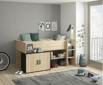 Cama media alta infantil con somier y colchón - Texas