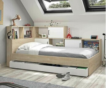 Cama infantil con almacenaje y colchón - Mino