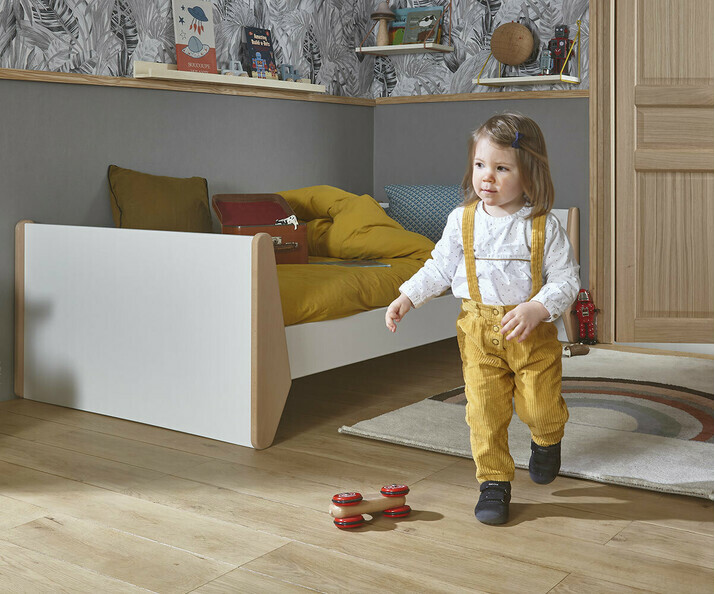 Cama Infantil Blanca y Madera -Kolmio