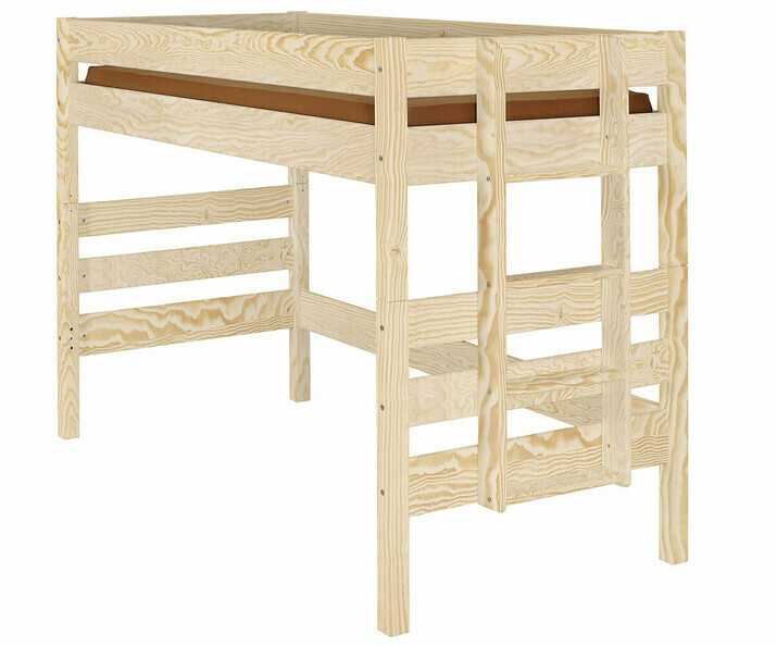 Cama de Madera Maciza Escalera en Un Lado - Kids