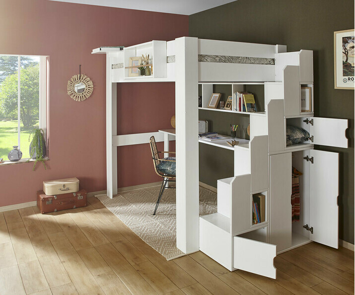 una escalera con armario y contiene espacios de almacenamiento, guarda todos los tesoros de tu peque
