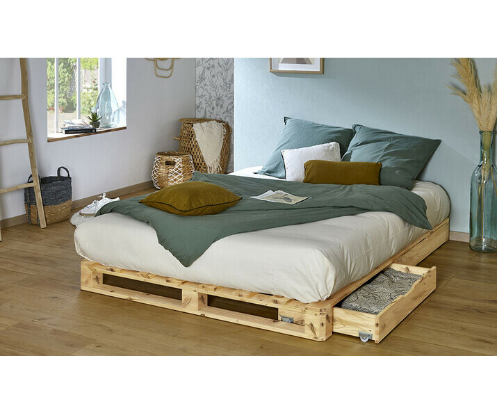 Cama palette - Aro, acabado madera natural