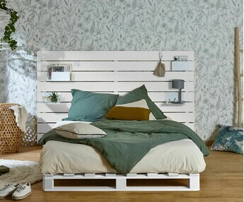 Cama palette con cabecero - Aro, de frente