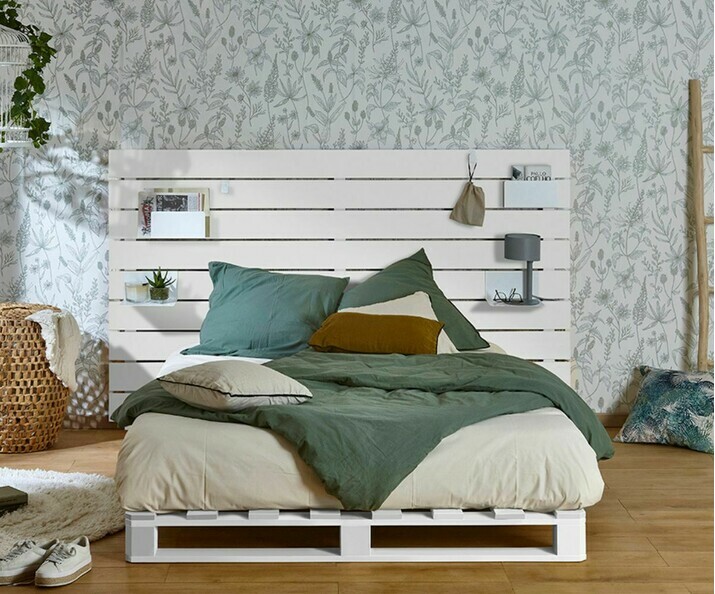 Cama palette con cabecero - Aro, de frente