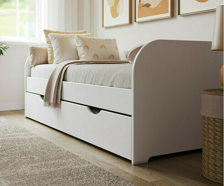 Cama infantil con somier Bali, color blanco, cama supletoria en opcin.
