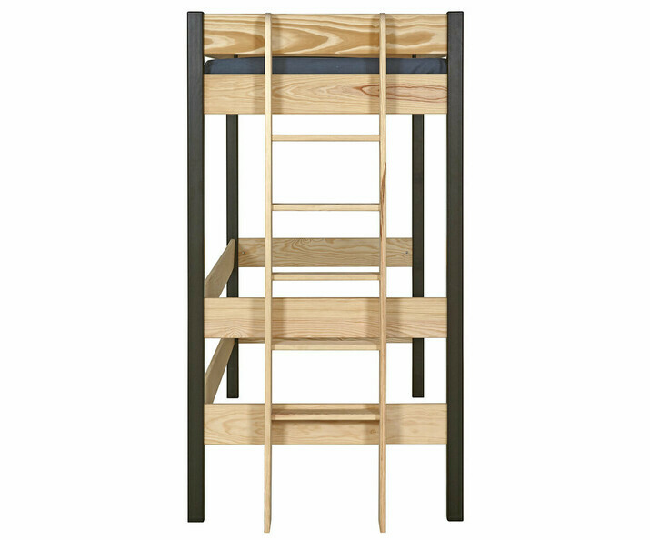 Detalle escalera lateral, cama alta Caly 100% en madera maciza