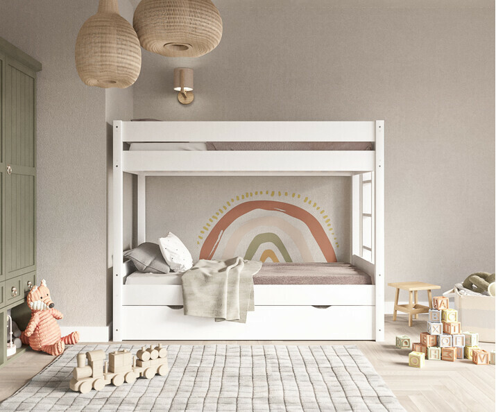 Litera infantil con cama nido supletoria - Yudi, color blanco