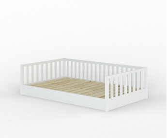 Cama infantil Montessori - Capao, barrera lateral amovible, blanco