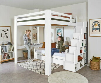 Cama alta con escalera de almacenaje - Maverick