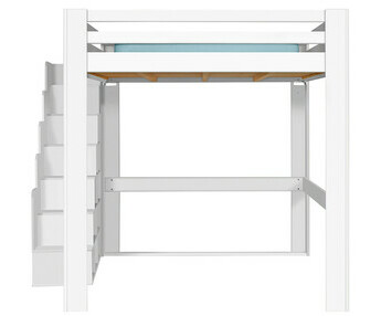 Cama alta con escalera de almacenaje - Maverick 200x200 cm
