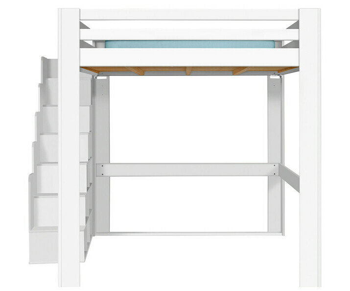 Cama alta con escalera de almacenaje - Maverick 200x200 cm