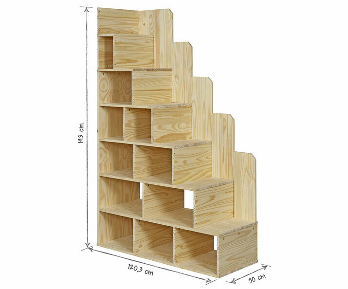 Croquis dimensional de la escalera de almacenaje Maverick