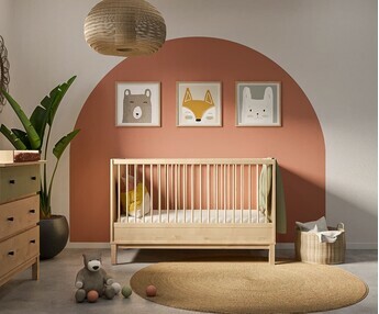 Cuna convertible Rafael, madera natural y verde