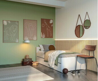Cama infantil con colchn - Len, 100% madera maciza