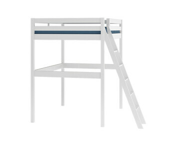 Cama alta - Wood, 140 x190 cm, color blanco