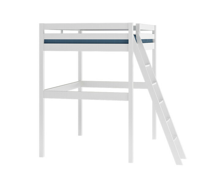 Cama alta - Wood, 140 x190 cm, color blanco