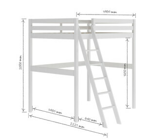 Croquis dimensional cama alta Wood 140x190 cm