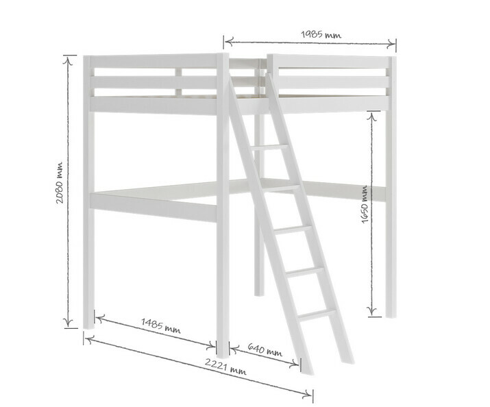 Croquis dimensional cama alta Wood 140x190 cm