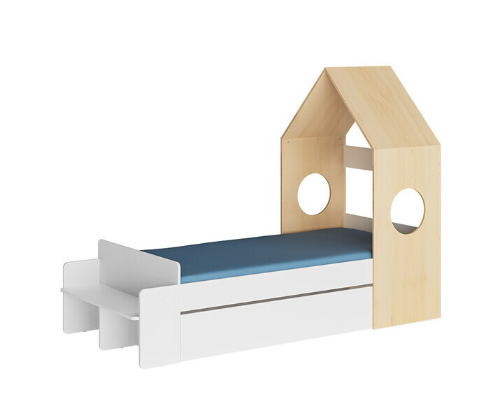Cama infantil con cajn y colchn - Nyeri, paneles de fibras de madera