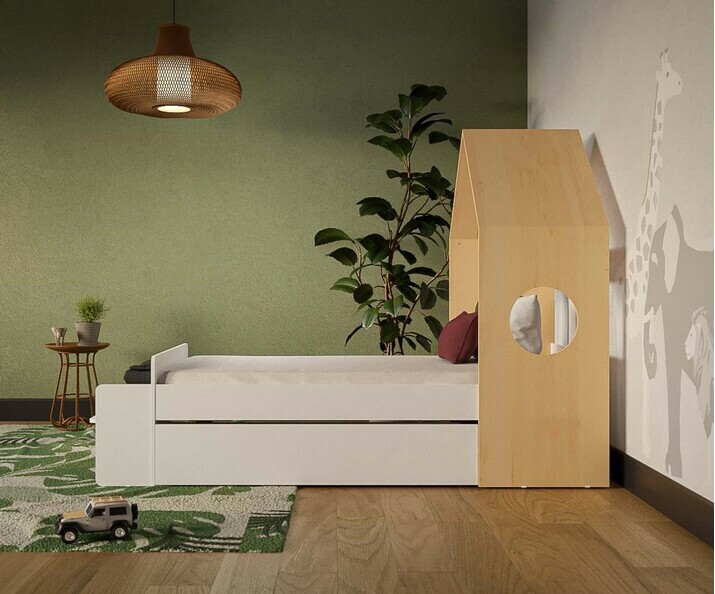 Cama con cajn y colchn - Nyeri, 90x190 cm