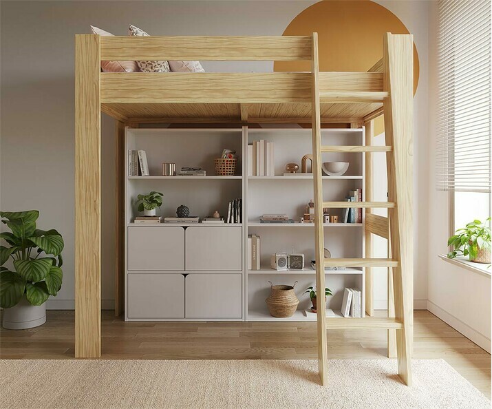 Biblioteca para cama alta - Nitra, ejemplo disposicin doble