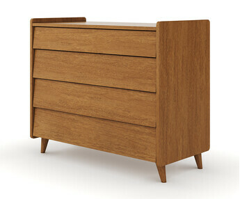 C�moda infantil - Canopia, madera de pino macizo, acabado avellana