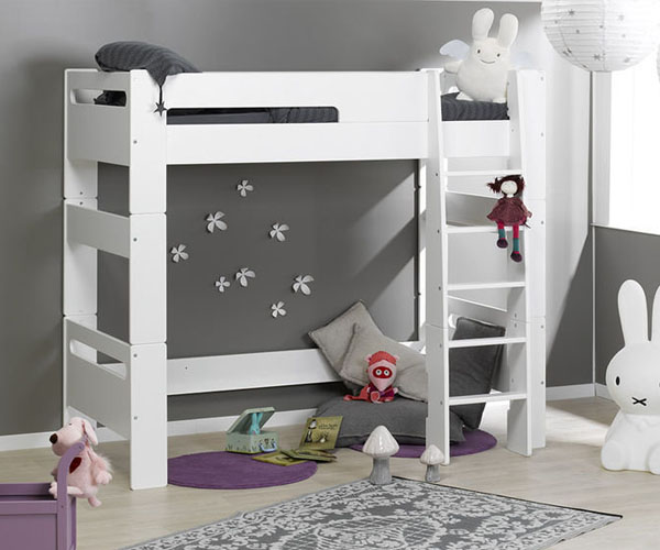 Cama alta para niños LONDON en color blanco