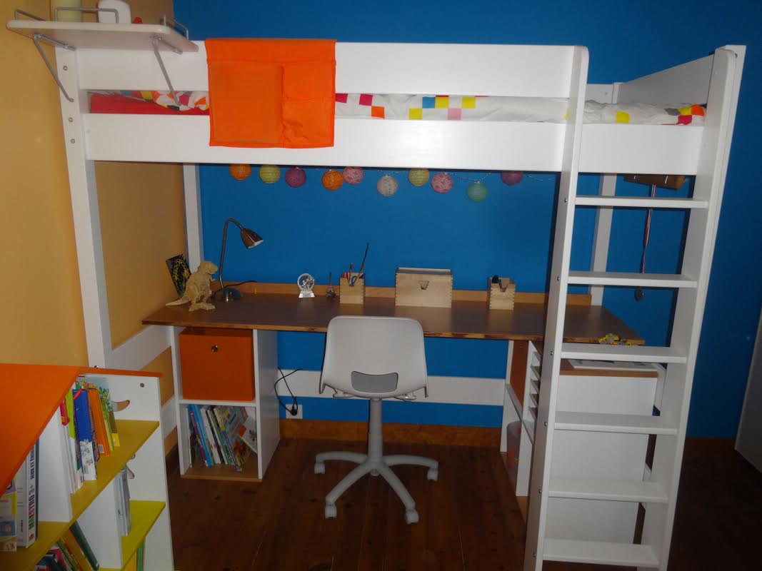 Cama alta infantil con escritorio - Caly