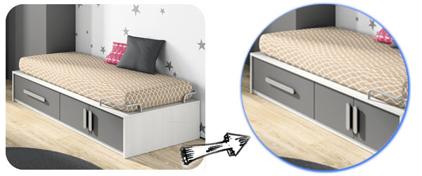 Cama para niños con almacenaje inferior